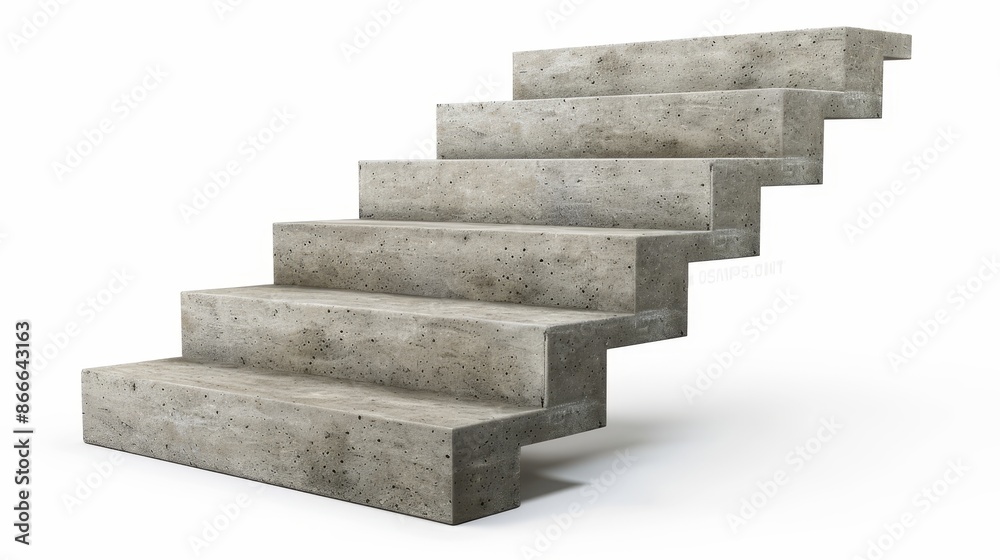 Isolated on a white background, a wide concrete staircase Isolated on a white background, a wide concrete staircase