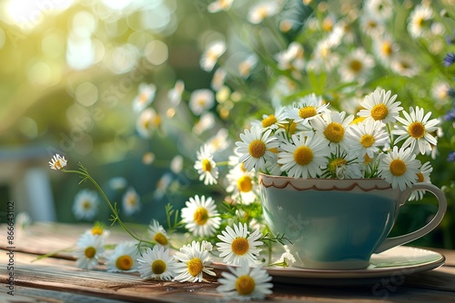 Wallpaper Mural Daisies arranged in a cup on a table, adding a touch of natural beauty. Torontodigital.ca