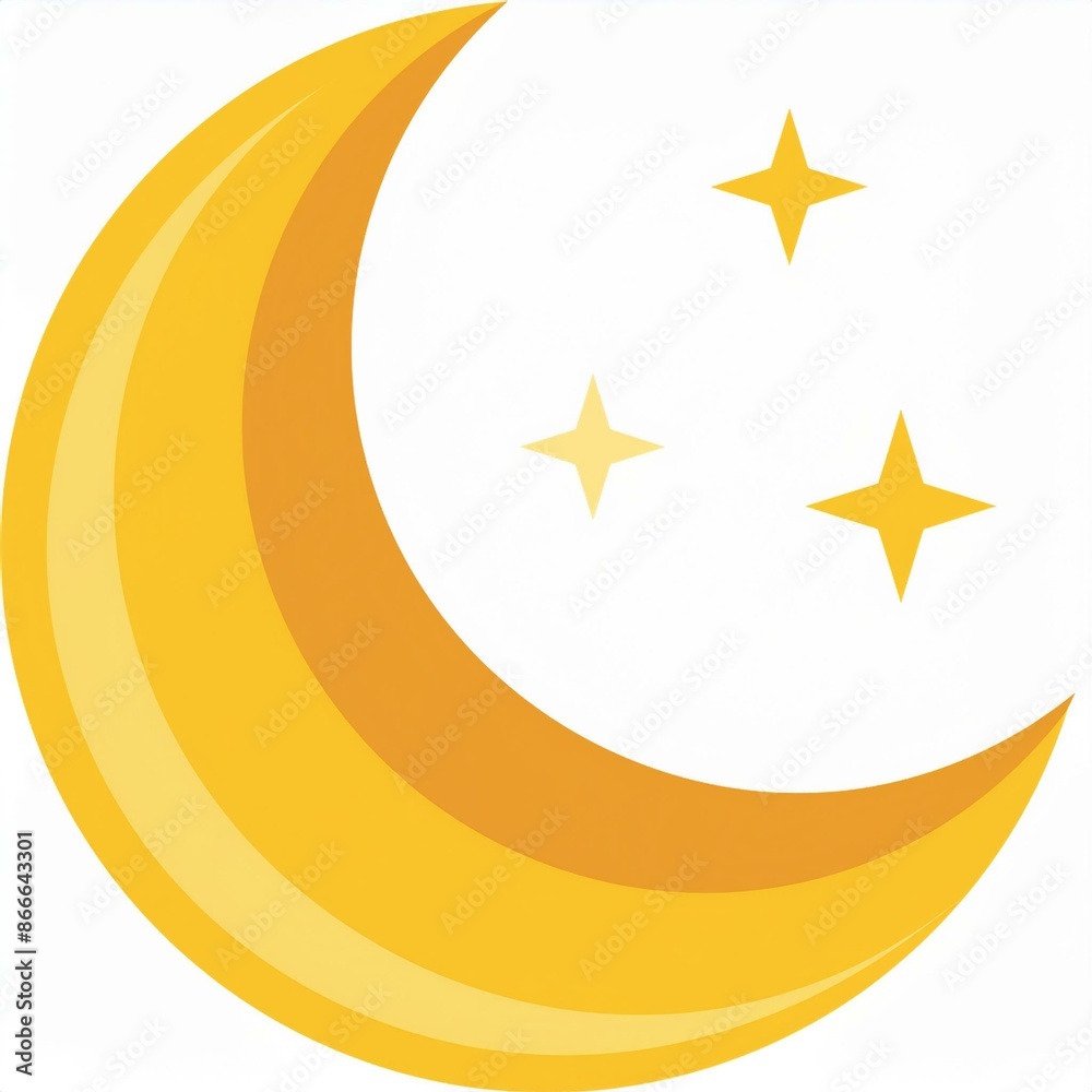 yellow night moon symbol with stars yellow night moon symbol with stars