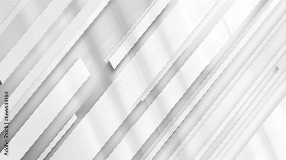 Obraz premium A white abstract geometric background is adorned with soft oblique stripes in a simple monochrome modern style.