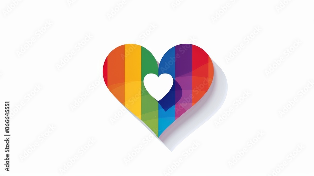 A colorful heart with a white center, symbolizing love and acceptance A colorful heart with a white center, symbolizing love and acceptance