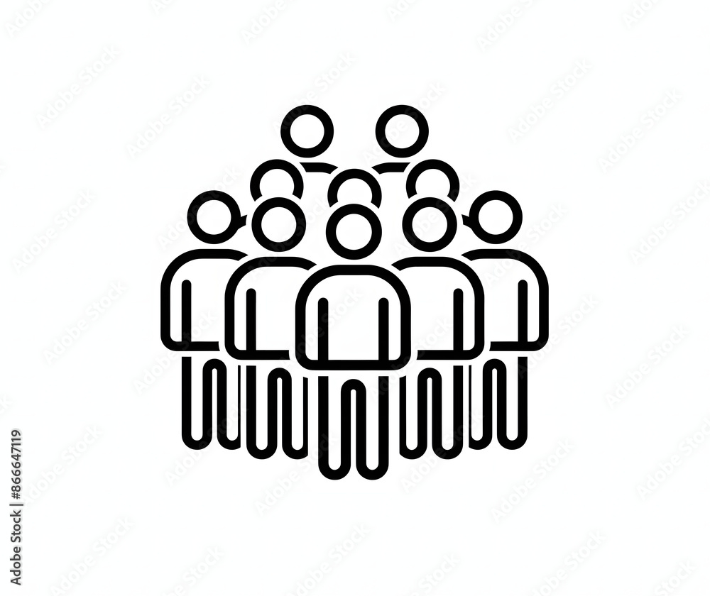 black and white icon of an outline of people in groups black and white icon of an outline of people in groups