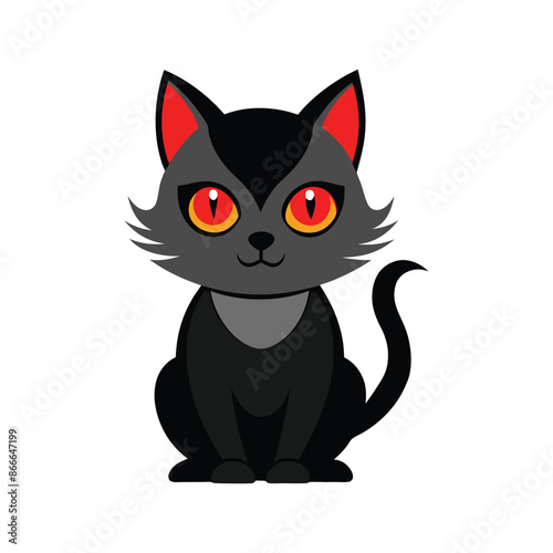 cat vector with red eyes