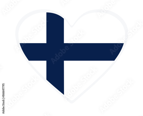 Finland flag heart shaped. vector