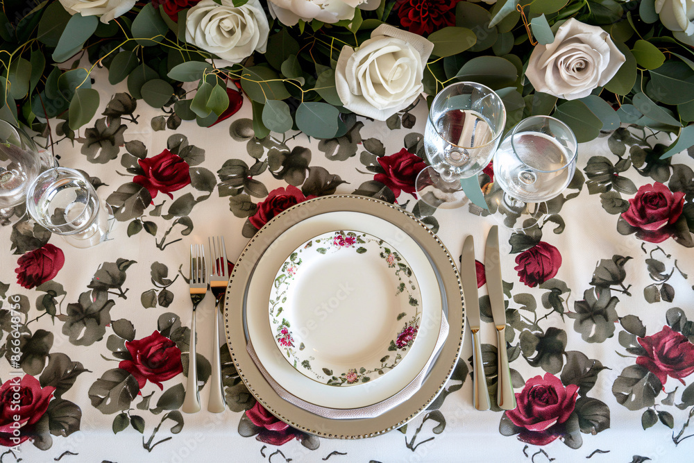 Elegant table setting with fine china, crystal glassware, and a festive floral centerpiece.
Elegant table setting with fine china, crystal glassware, and a festive floral centerpiece.