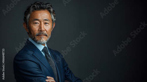 Senior businessman standing with arms