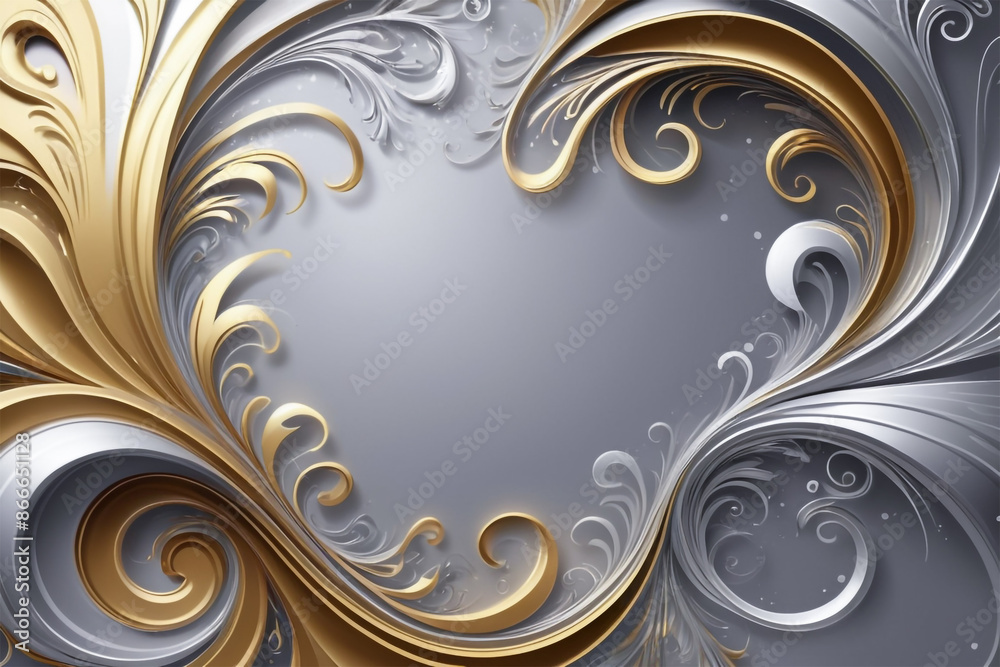 Abstract Background with Swirling Gold and Silver Metallic Textures Abstract Background with Swirling Gold and Silver Metallic Textures