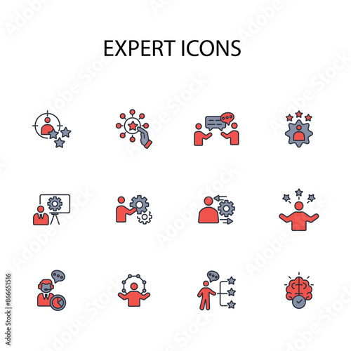 Expert icon set.vector.Editable stroke.linear style sign for use web design,logo.Symbol illustration.