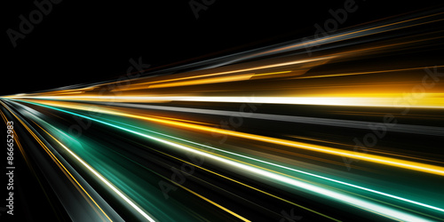 Colorful light trails showcasing the power and velocity of moving energy