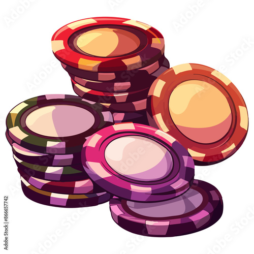 Casino chips stacks Illustration, Casino token