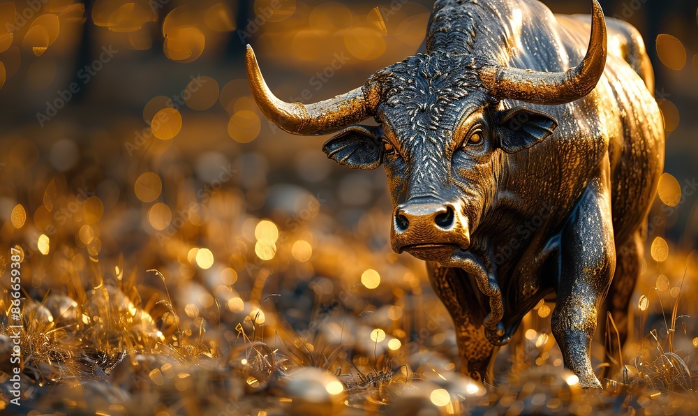Bullish Financial Bitcoin or Crypto Market Concept in Gold and Black Color with Copyspace Area Bullish Financial Bitcoin or Crypto Market Concept in Gold and Black Color with Copyspace Area
