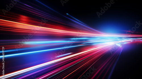 Colorful light streaks representing speed and motion, speed motion blur, abstract background