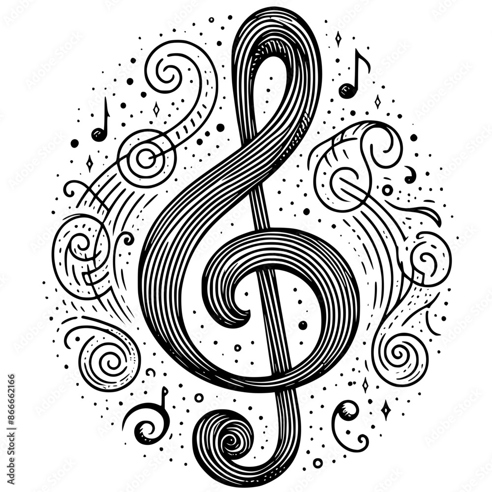Fototapeta premium treble clef with flower element