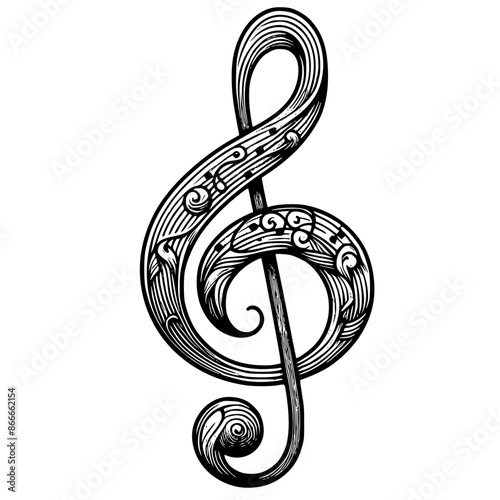 treble clef with flower element