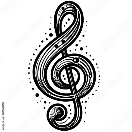 good teste of music, treble clef with flower element, editable stroke, vector art ready for your brand.
