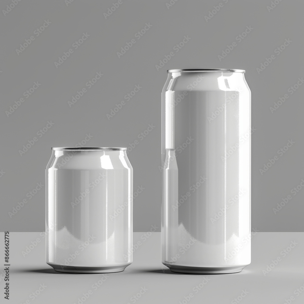 Mockup of a refreshing beverage can, blank template for branding and packaging presentation of soda or cola pop drink, set against an empty white background Mockup of a refreshing beverage can, blank template for branding and packaging presentation of soda or cola pop drink, set against an empty white background