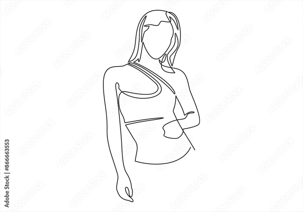 Vector illustration of a woman’s figure one-line drawing, contour drawing of girl, simple. Vector illustration of a woman’s figure one-line drawing, contour drawing of girl, simple.