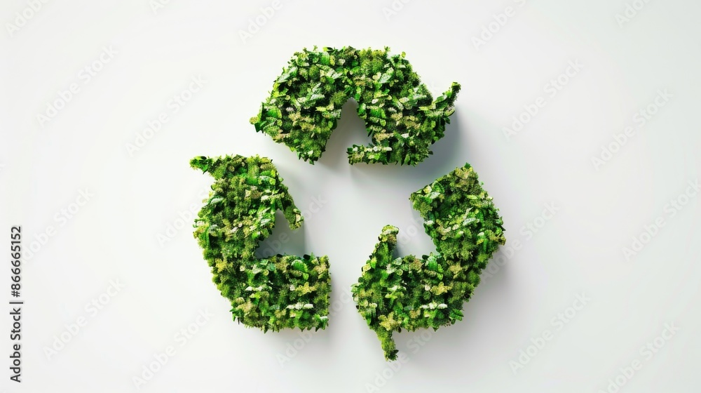 Green Recycling Symbol Made of Leaves Green Recycling Symbol Made of Leaves