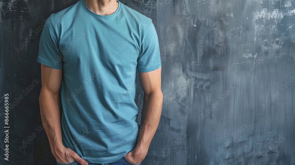 A simple, blue t-shirt mockup for design purposes A simple, blue t-shirt mockup for design purposes