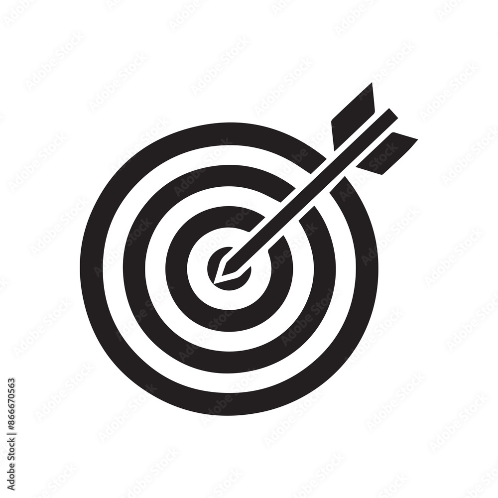 Target black icon goal mark arrow hit outline background design. Target black icon goal mark arrow hit outline background design.