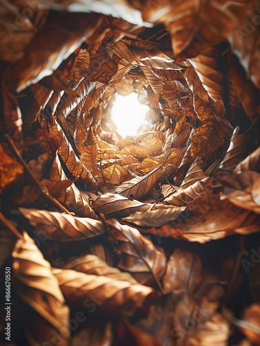 Fall's Golden Whisper: An Enchanting Leaf Tunnel