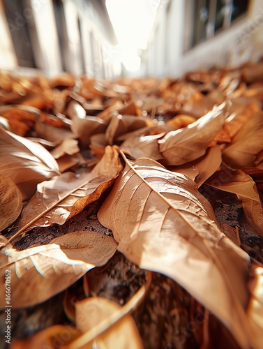 Autumn in the City: Sunlit Leaves on an Urban Street