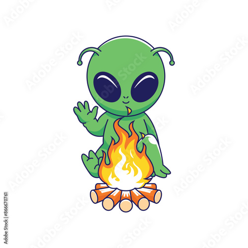 Cute alien camper Cartoon Vector