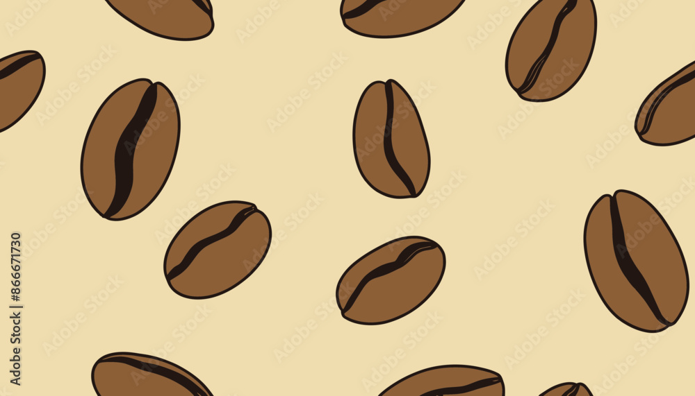 Obraz premium Hand-Drawn Coffee Beans in Modern Flat Style