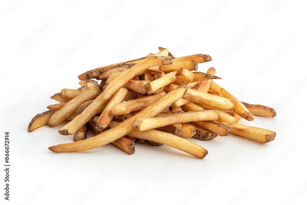 Tempting French fries on white background. Tempting French fries on white background.