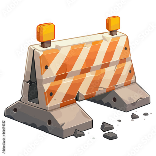 concrete road barriers for blocking road Illustration