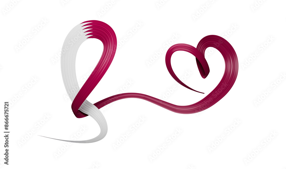 Qatar Flag colors ribbon making bow to heart shape for cancer awareness month 3d illustration
Qatar Flag colors ribbon making bow to heart shape for cancer awareness month 3d illustration