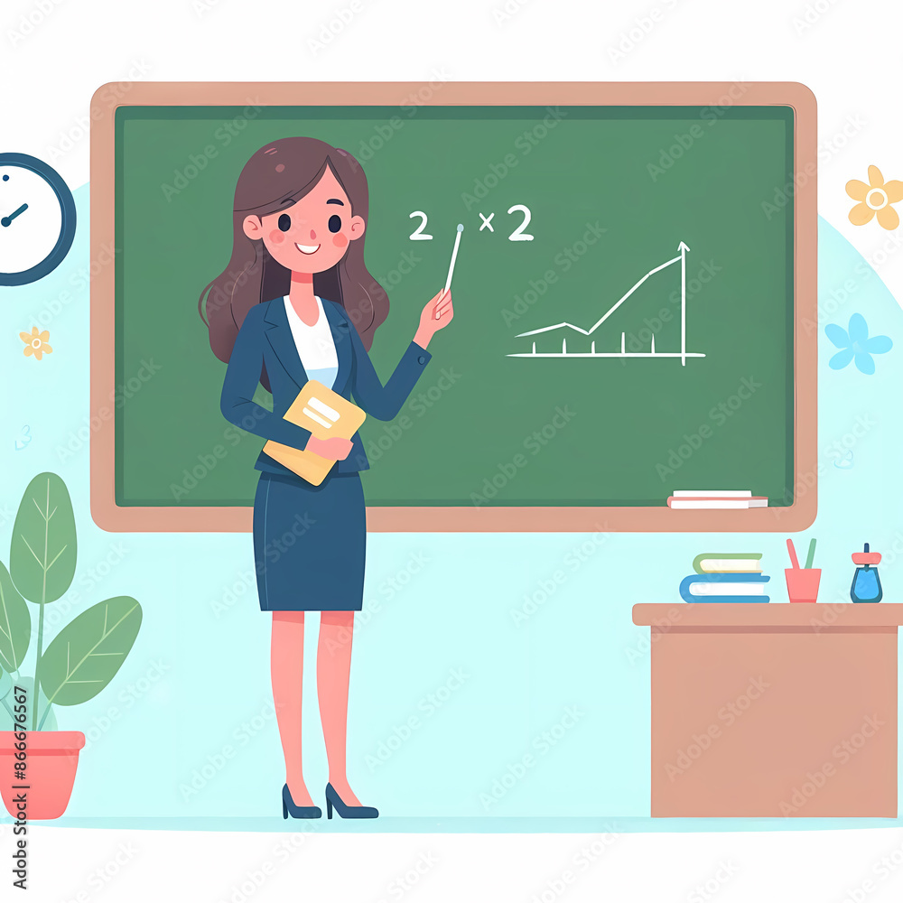 Teacher teaching students Happy teachers day modern vector illustration
