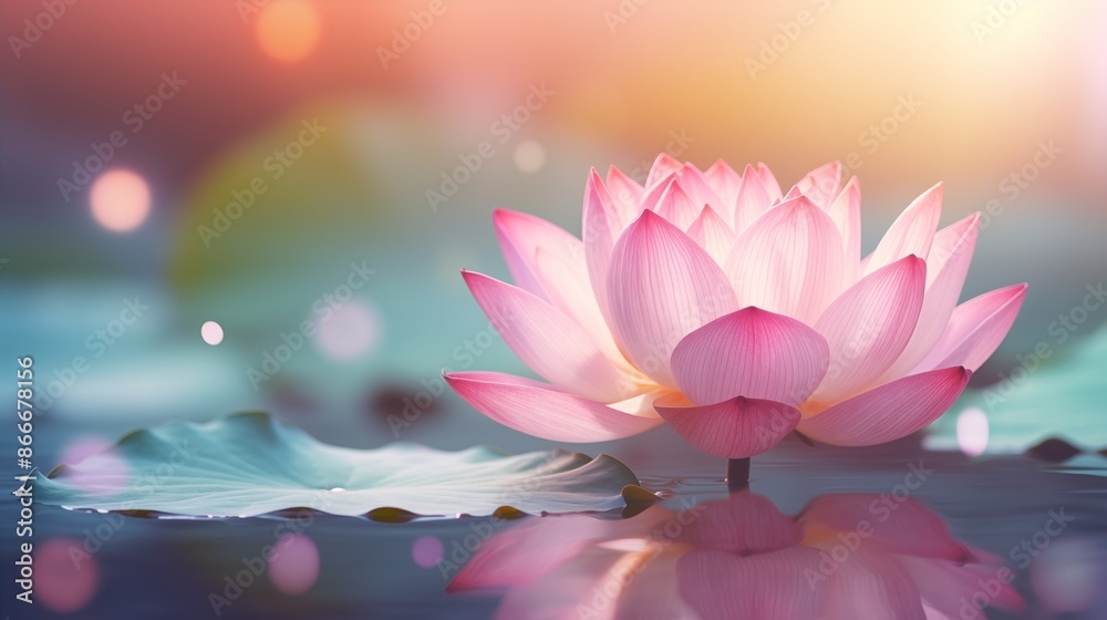 Detail of lotus flower on a blurred background, Concept of mindfulness.