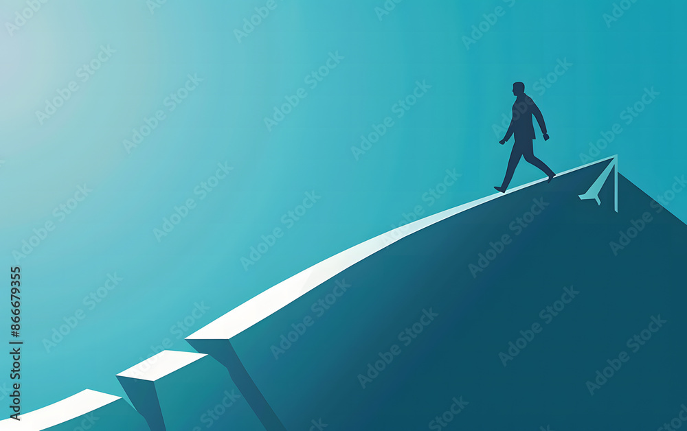 person is climbing an arrow-shaped graph person is climbing an arrow-shaped graph