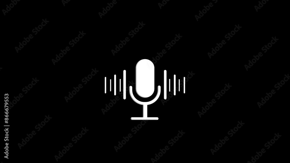 Audio Spectrum Animation Stock Video Background Podcast Artificial Voice or Speech Voice Recognition AI assistant modern technology visual microphone design. microphone sound wave audio spectrum line