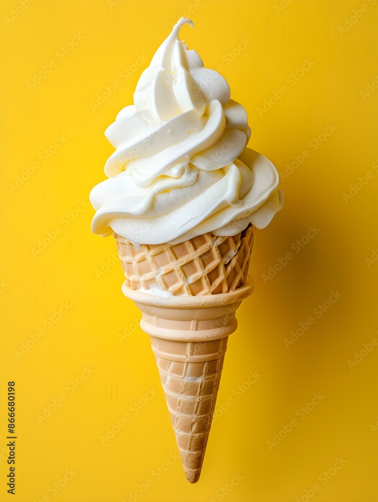 Ivory Ice Cream Cone on a yellow Background Ivory Ice Cream Cone on a yellow Background