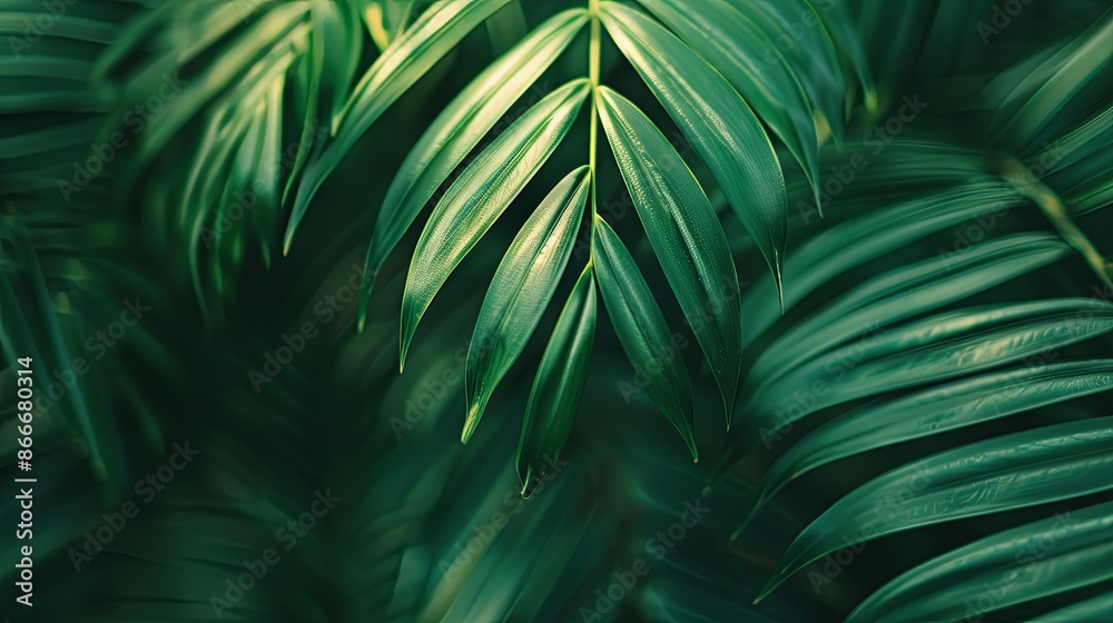 Green tropical plant close-up Green tropical plant close-up