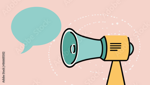 Share Your Ideas with Megaphone Speech Bubble Graphic