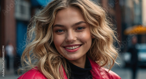 Wallpaper Mural supermodel with a radiant smile, showcasing a trendy 2026 hairstyle-1 Torontodigital.ca