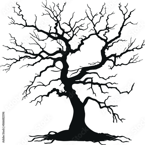 Scary Dead Tree vector Silhouette isolated on a white background.