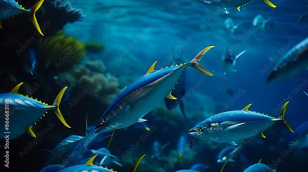 flock of tuna fish in magical deep sea photography flock of tuna fish in magical deep sea photography