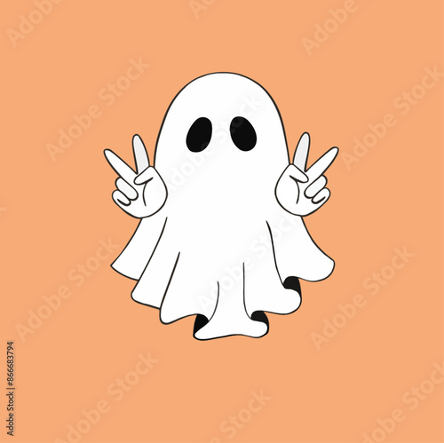 Vector cute halloween ghosts are isolated on the white background