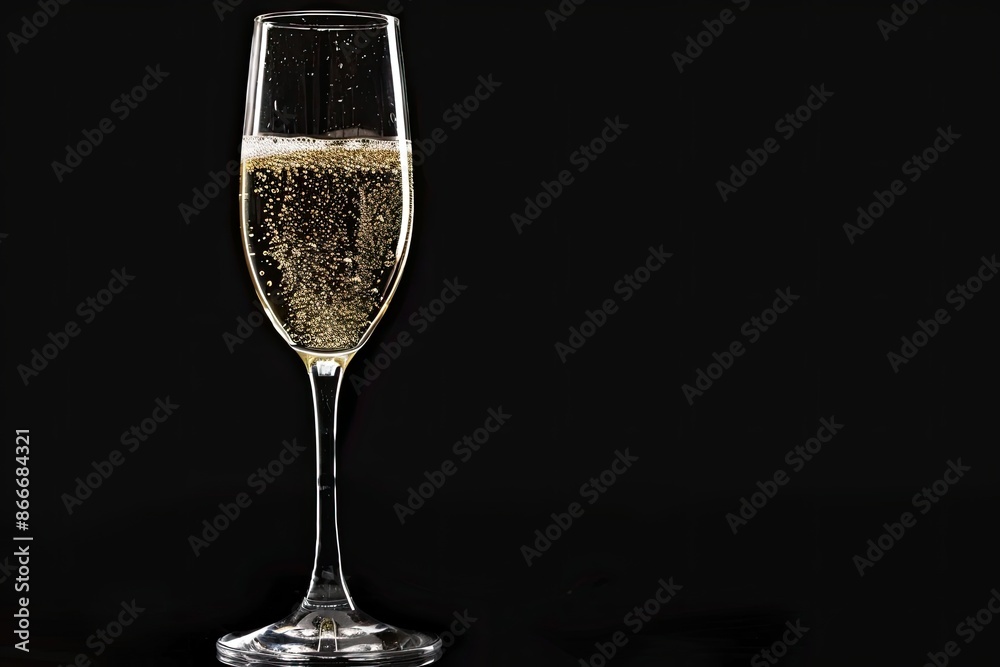 champagne in wineglass on a black background.Saved clipping path. champagne in wineglass on a black background.Saved clipping path.
