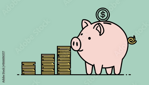 Minimalist Piggy Bank Line Drawing Icon
