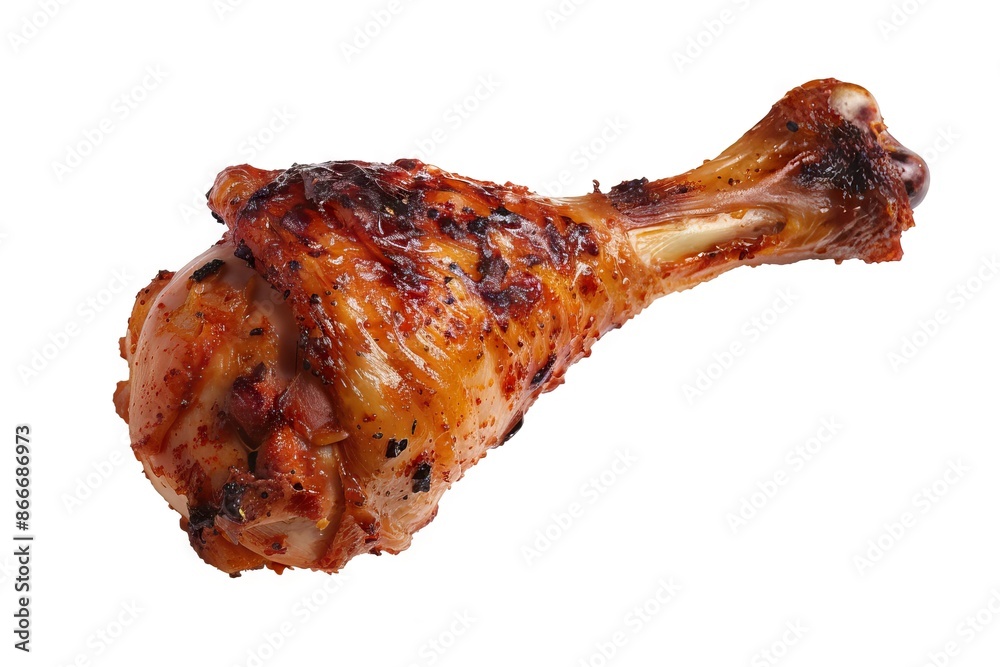 Various grilled and fried chicken legs on white background. Various grilled and fried chicken legs on white background.