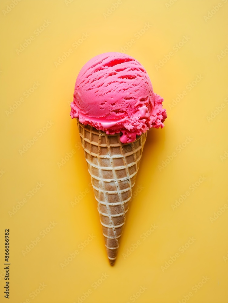 Ruby Ice Cream Cone on a yellow Background Ruby Ice Cream Cone on a yellow Background