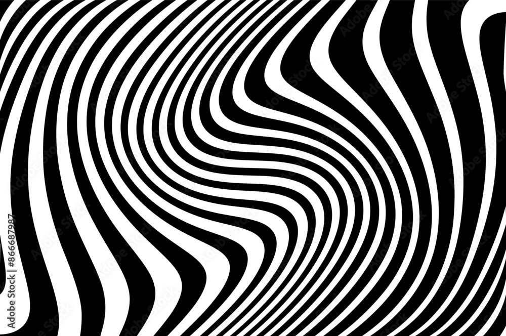 Abstract pattern. Texture with wavy, curves lines. Optical art background. Wave design black and white. Digital image with a psychedelic stripes. Twisted and distorted vector texture in trendy. Y2k Abstract pattern. Texture with wavy, curves lines. Optical art background. Wave design black and white. Digital image with a psychedelic stripes. Twisted and distorted vector texture in trendy. Y2k