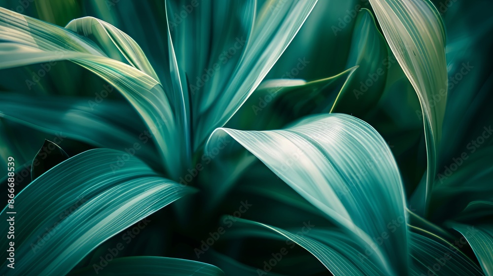 Green tropical plant close-up Green tropical plant close-up