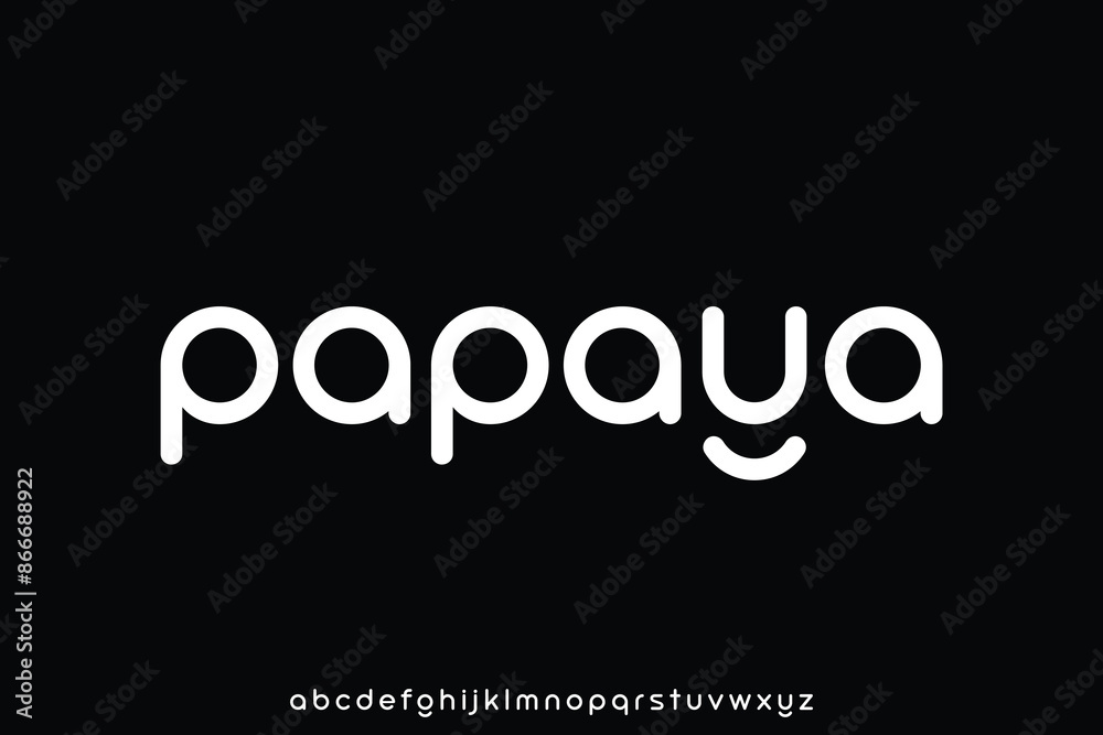 Modern rounded decorative alphabet display font vector. Unique papaya typeface Modern rounded decorative alphabet display font vector. Unique papaya typeface