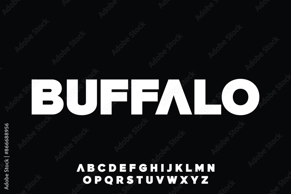 Obraz premium Strong bold sans serif display font vector. Modern buffalo typeface